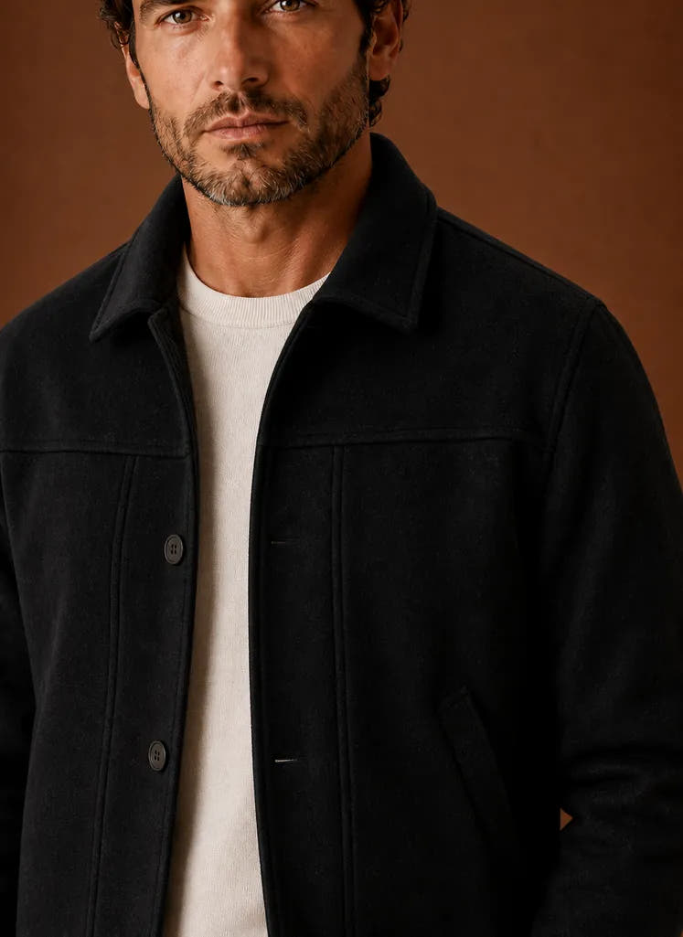 Tailored Button-Front Casual Shirt Jacket for Men