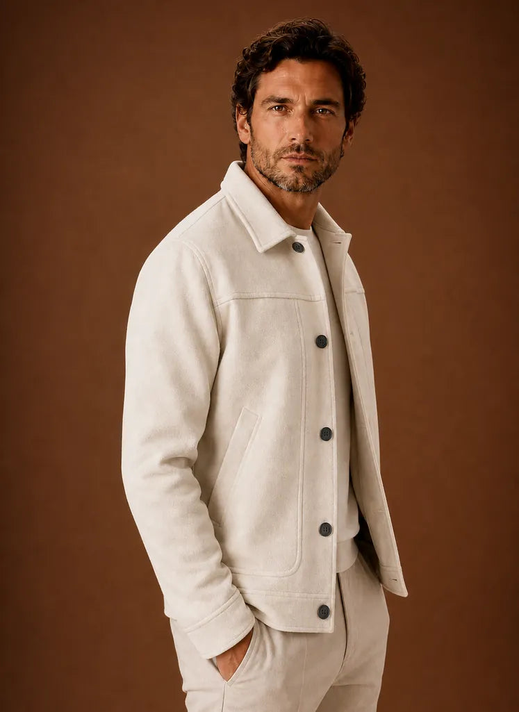 Tailored Button-Front Casual Shirt Jacket for Men