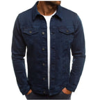 Tailored Multi-Pocket Denim Button-Up Jacket for Men