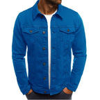 Tailored Multi-Pocket Denim Button-Up Jacket for Men