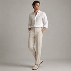 Tailored Trousers with Single Front Pleat for Men