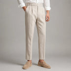 Tailored Trousers with Single Front Pleat for Men