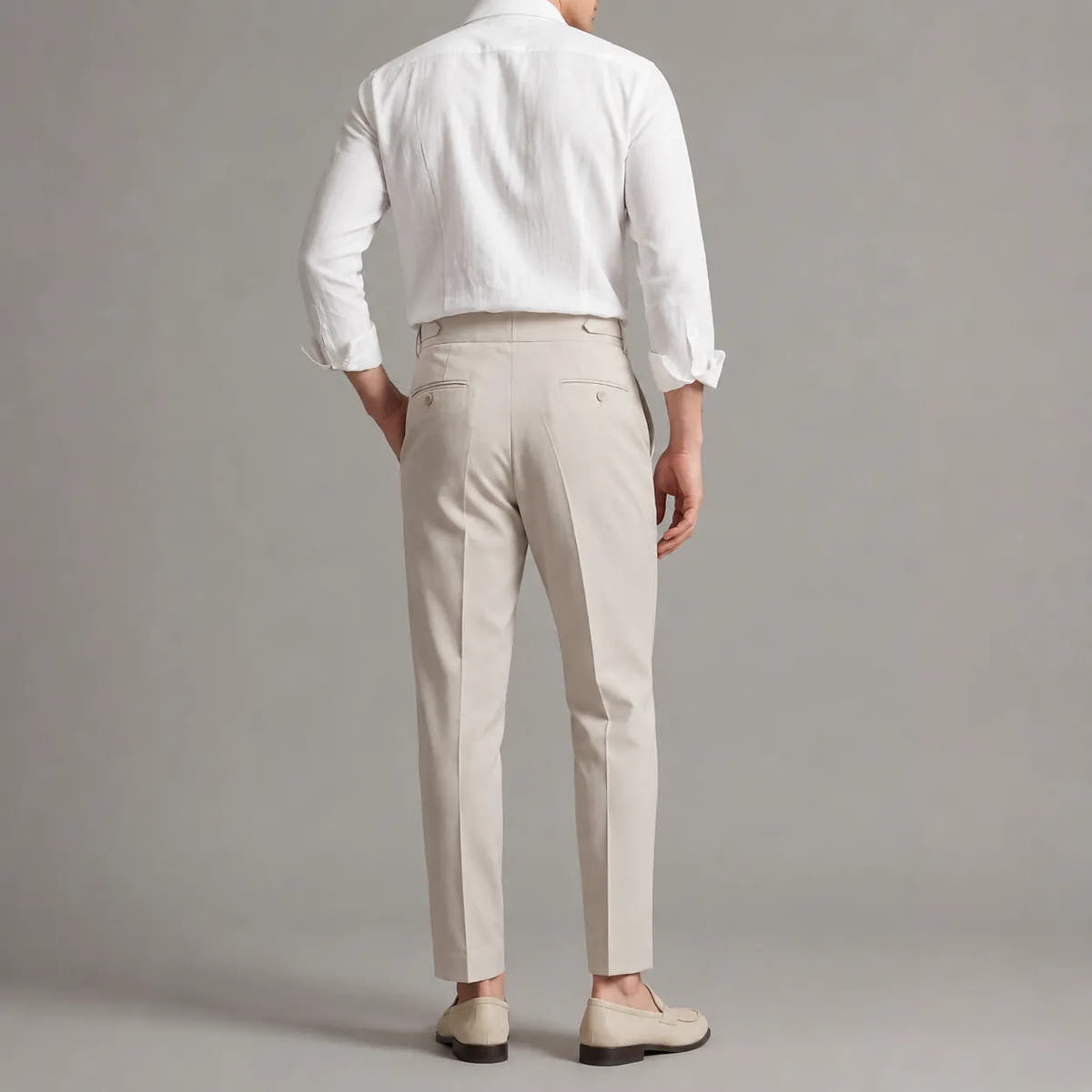 Tailored Trousers with Single Front Pleat for Men