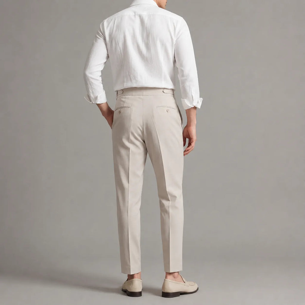 Tailored Trousers with Single Front Pleat for Men