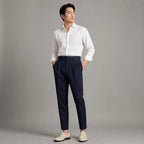 Tailored Trousers with Single Front Pleat for Men