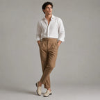 Tailored Trousers with Single Front Pleat for Men