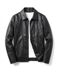 Tailored Zip-Up Faux Leather Biker Jacket for Men