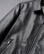 Tailored Zip-Up Faux Leather Biker Jacket for Men