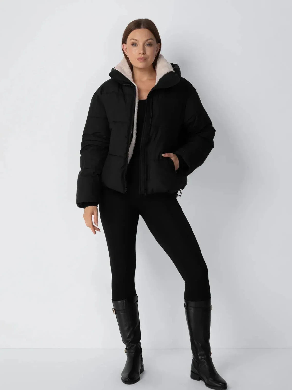 Talia | Women's Short Puffer Jacket with Faux Fur Lining
