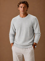 Textured Crew Neck Cable Knit Pullover for Men