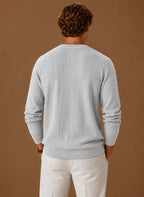 Textured Crew Neck Cable Knit Pullover for Men