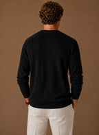 Textured Crew Neck Cable Knit Pullover for Men