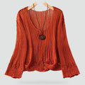 Victoria | Women's Openwork V-Neck Flared-Sleeve Sweater