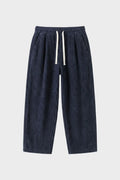 Wide Leg Cord Trousers with Drawstring Waist for Men