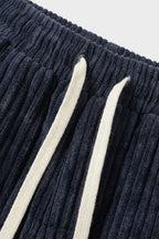 Wide Leg Cord Trousers with Drawstring Waist for Men