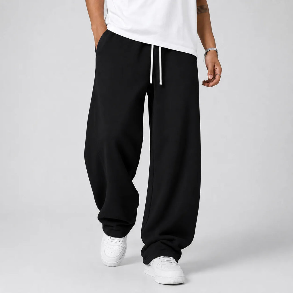 Wide Leg Drawstring Joggers with Elasticated Waist for Men