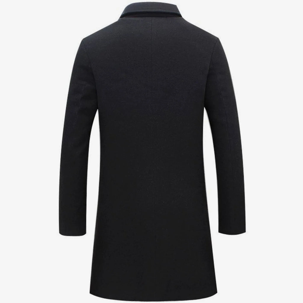 Classic Single-Breasted Long Overcoat for Men