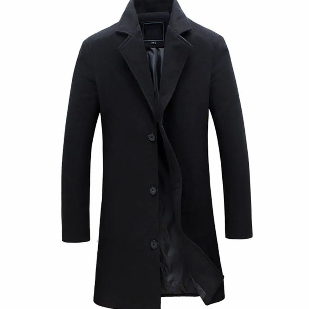 Classic Single-Breasted Long Overcoat for Men