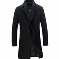 Classic Single-Breasted Long Overcoat for Men