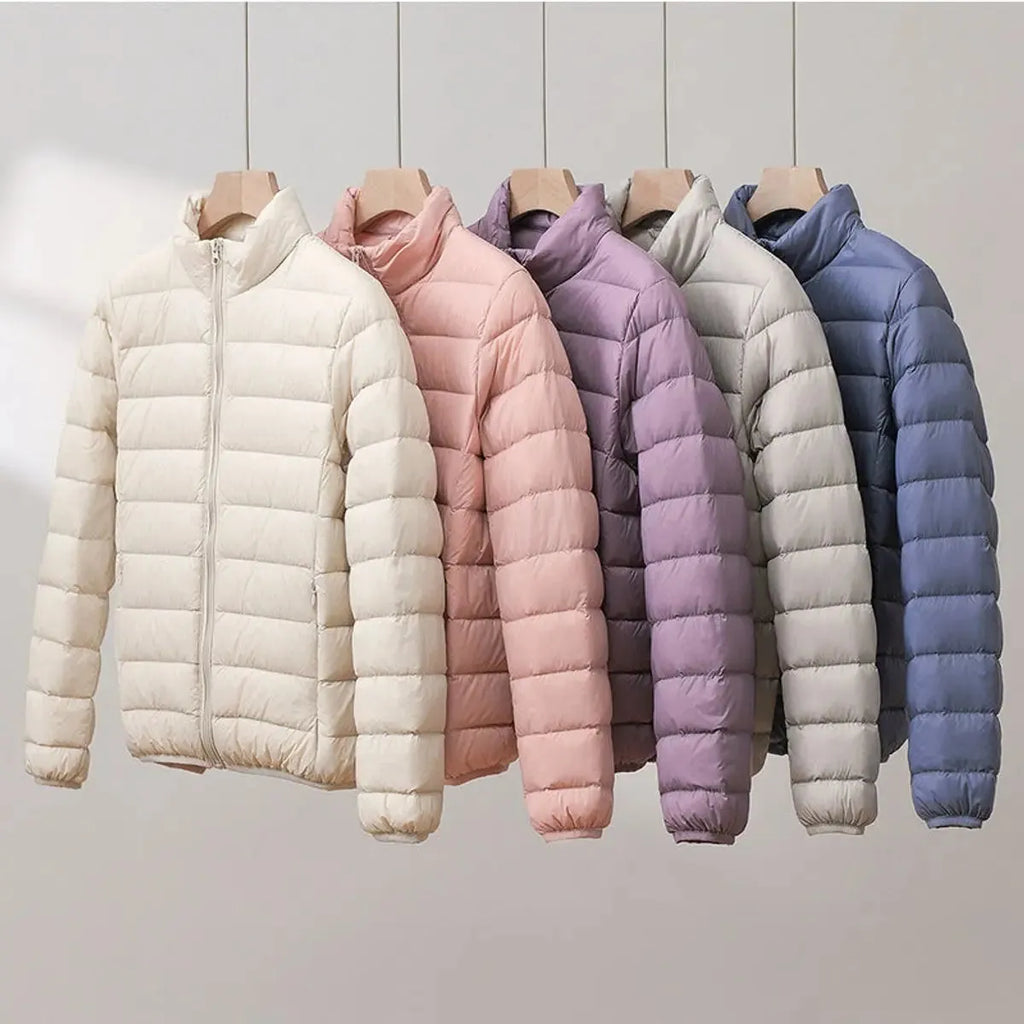 Yvonne | Women's Lightweight Quilted Puffer Coat, Stand Collar