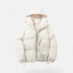 Zip-Front Hooded Solid-Colour Padded Jacket for Men