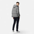 Zip-Front Hooded Solid-Colour Padded Jacket for Men