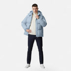 Zip-Front Hooded Solid-Colour Padded Jacket for Men