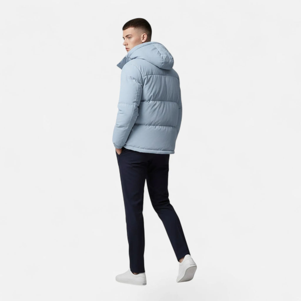 Zip-Front Hooded Solid-Colour Padded Jacket for Men