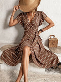 Adelia | Women's Wrap-Front Polka Dot Maxi Dress