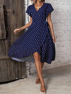 Adelia | Women's Wrap-Front Polka Dot Maxi Dress