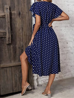 Adelia | Women's Wrap-Front Polka Dot Maxi Dress