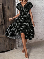 Adelia | Women's Wrap-Front Polka Dot Maxi Dress