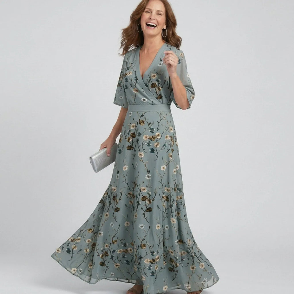 Alethea | Women's Flutter-Sleeve Wrap Maxi Dress