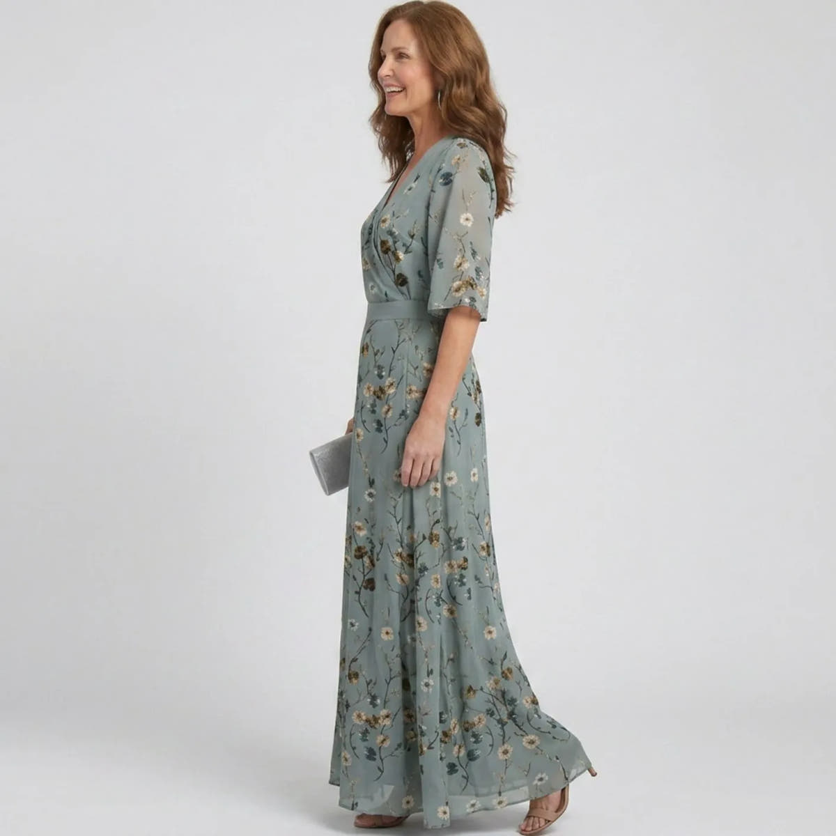 Alethea | Women's Flutter-Sleeve Wrap Maxi Dress