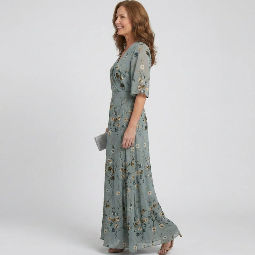 Alethea | Women's Flutter-Sleeve Wrap Maxi Dress