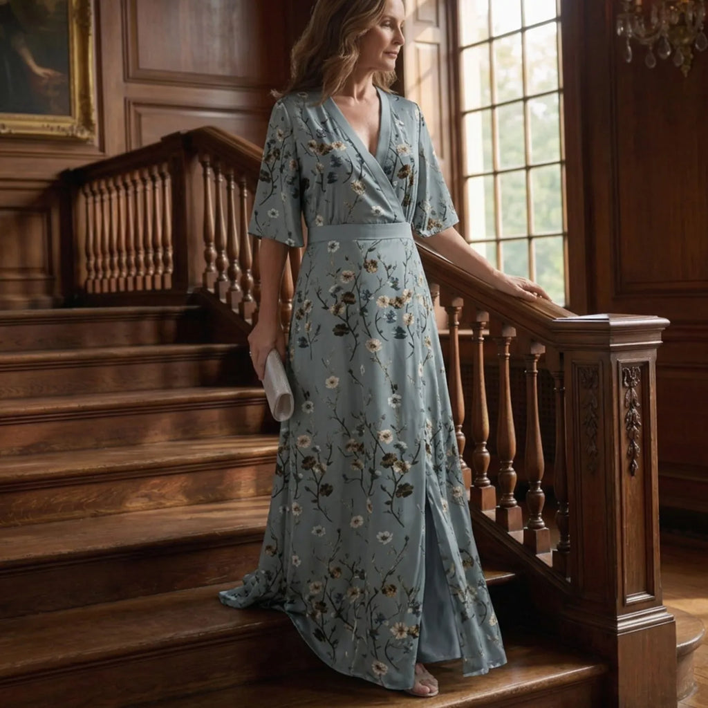 Alethea | Women's Flutter-Sleeve Wrap Maxi Dress