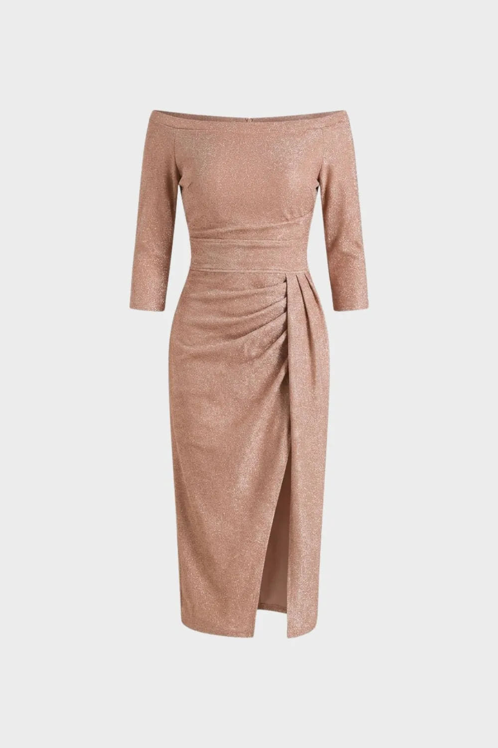 Amabel | Women's Boat-Neck Draped Occasion Midi Dress