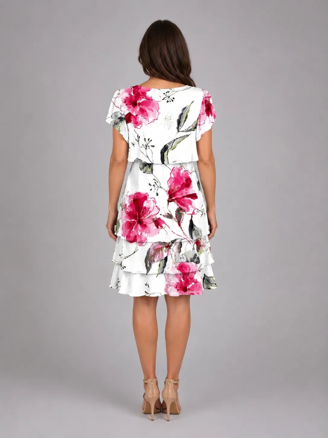 Anthea | Women's Flutter-Sleeve Ruffle Knee-Length Dress