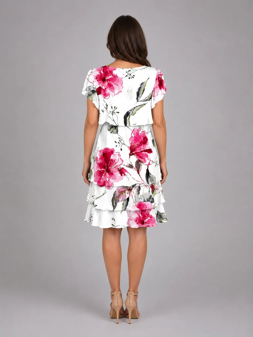 Anthea | Women's Flutter-Sleeve Ruffle Knee-Length Dress