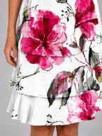 Anthea | Women's Flutter-Sleeve Ruffle Knee-Length Dress