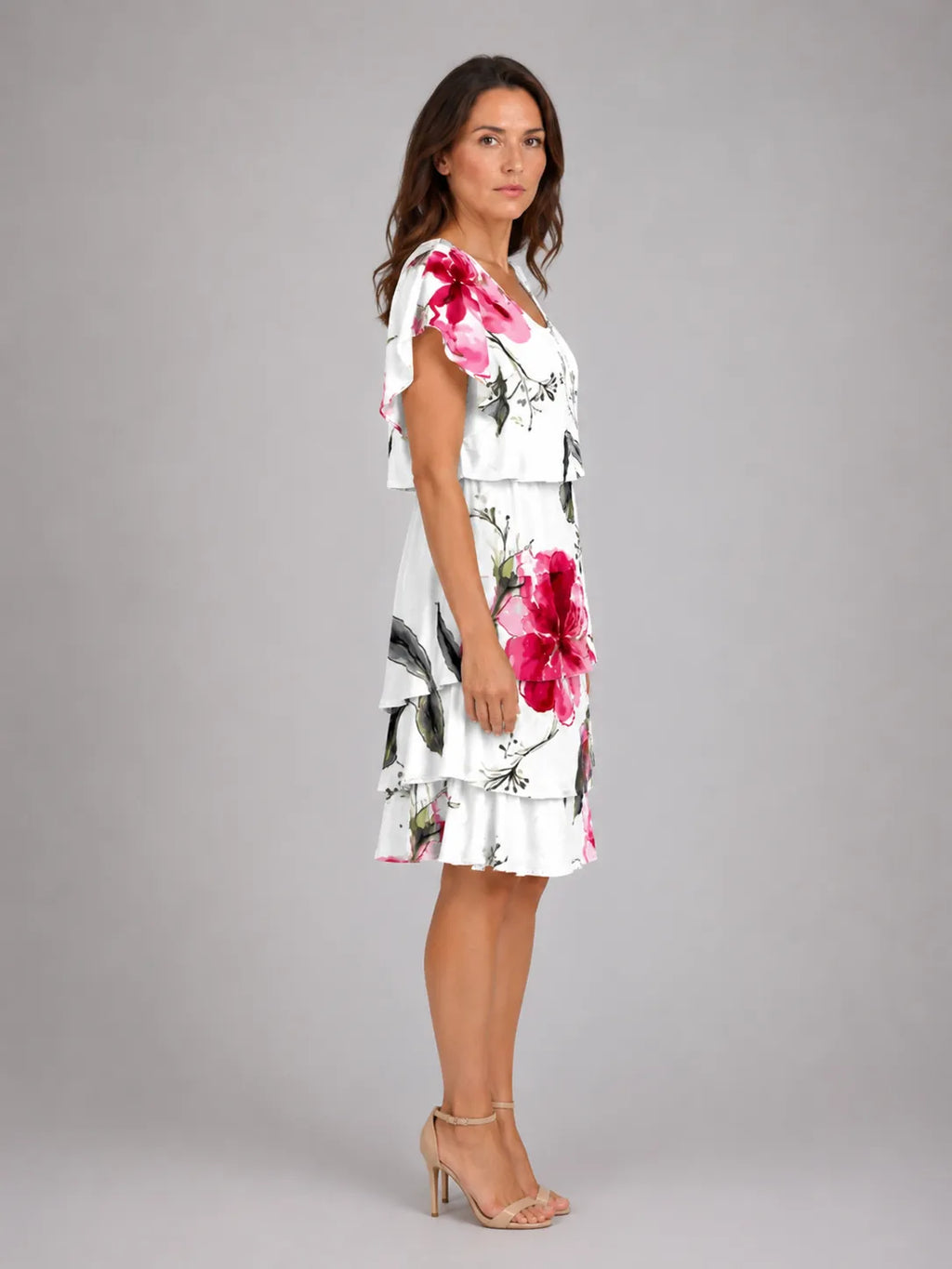 Anthea | Women's Flutter-Sleeve Ruffle Knee-Length Dress