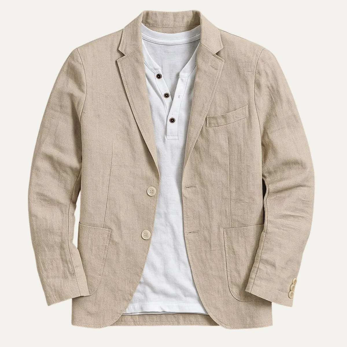 Blazer with Classic Collar and Button Cuffs for Men