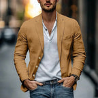 Blazer with Classic Collar and Button Cuffs for Men