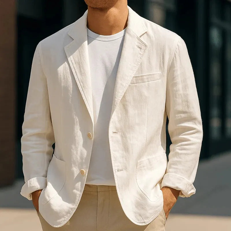 Blazer with Notch Lapels and Front Pockets for Men