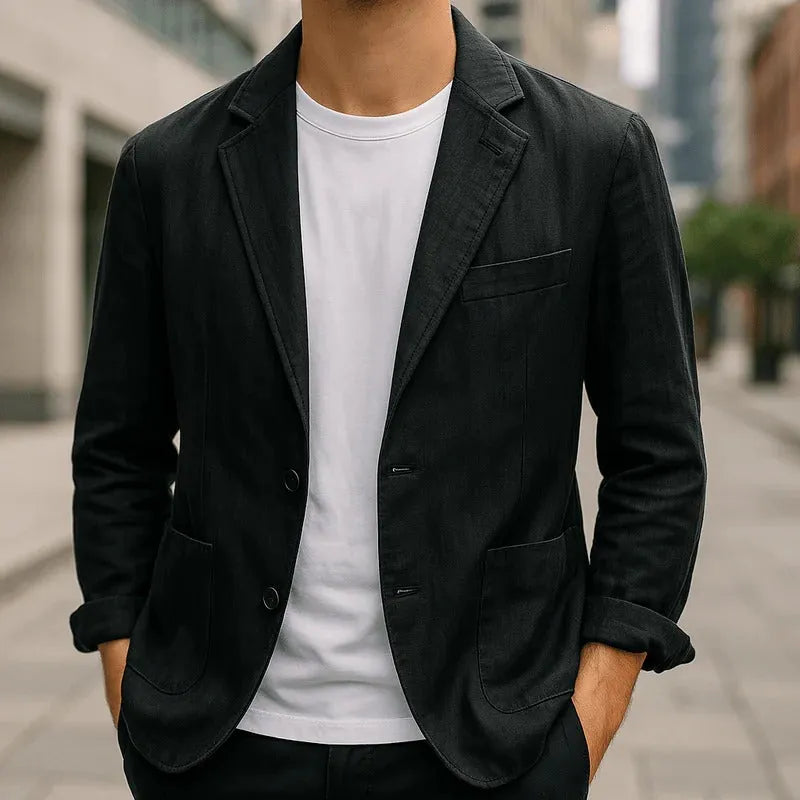 Blazer with Notch Lapels and Front Pockets for Men
