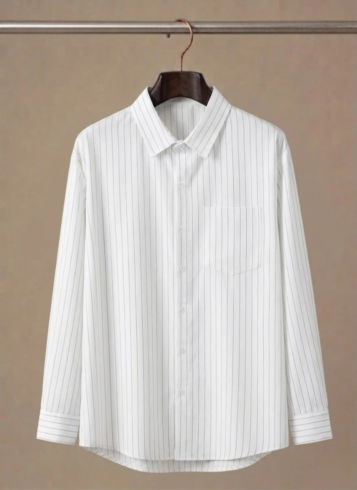Breathable Cotton Striped Button-Up Shirt for Men