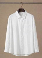Breathable Cotton Striped Button-Up Shirt for Men