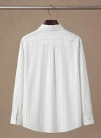 Breathable Cotton Striped Button-Up Shirt for Men