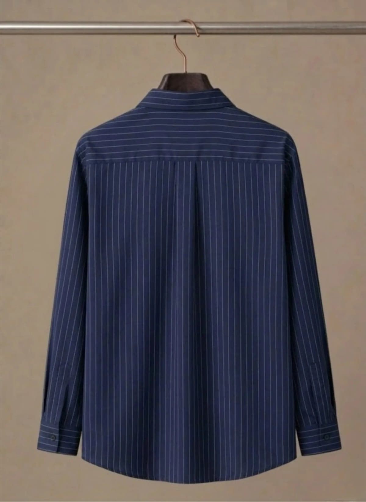 Breathable Cotton Striped Button-Up Shirt for Men