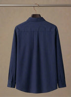 Breathable Cotton Striped Button-Up Shirt for Men